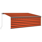 Markise Manuell Einziehbar mit Rollo & LED 4,5x3 m Orange Braun