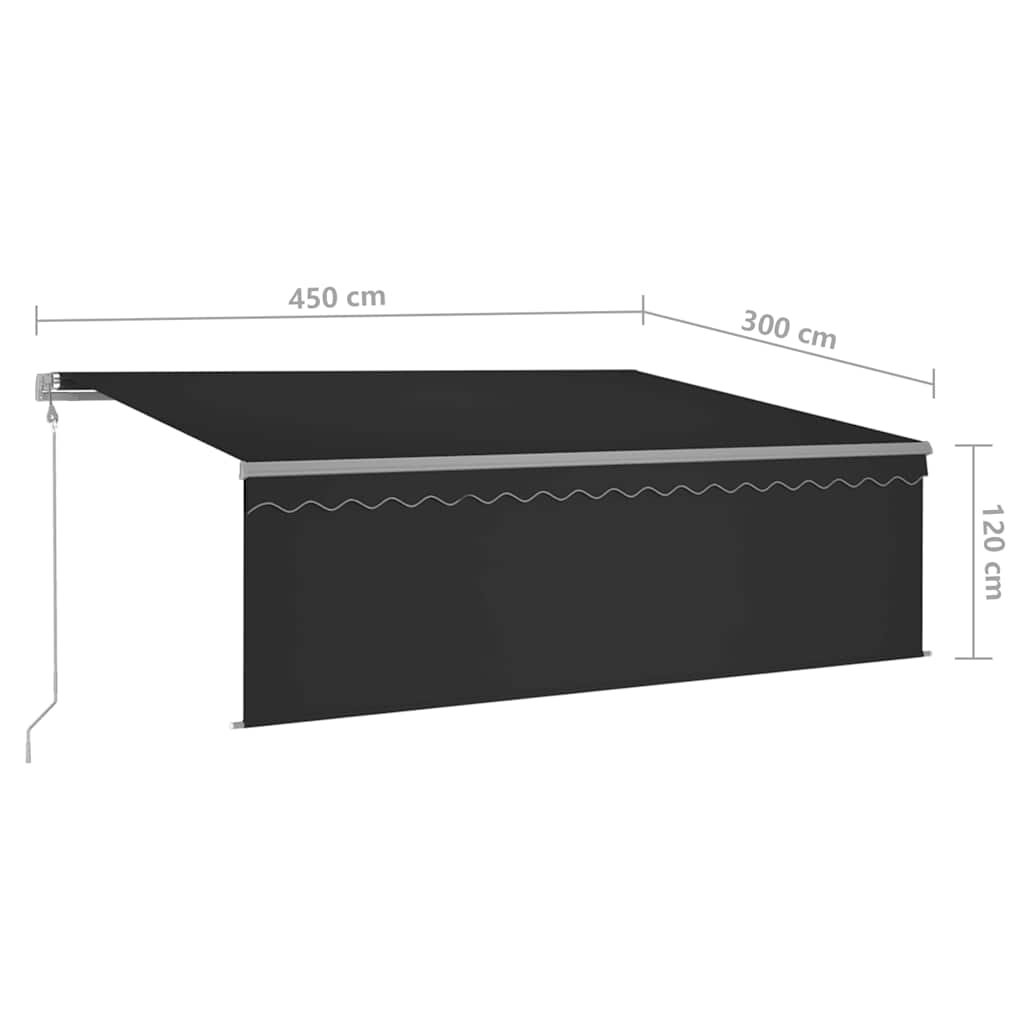 Markise Automatisch Einziehbar mit Volant 4,5x3 m Anthrazit