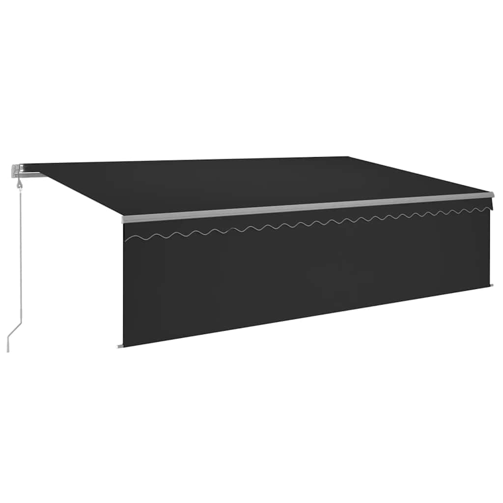 Markise Automatisch Einziehbar mit Volant 5x3 m Anthrazit