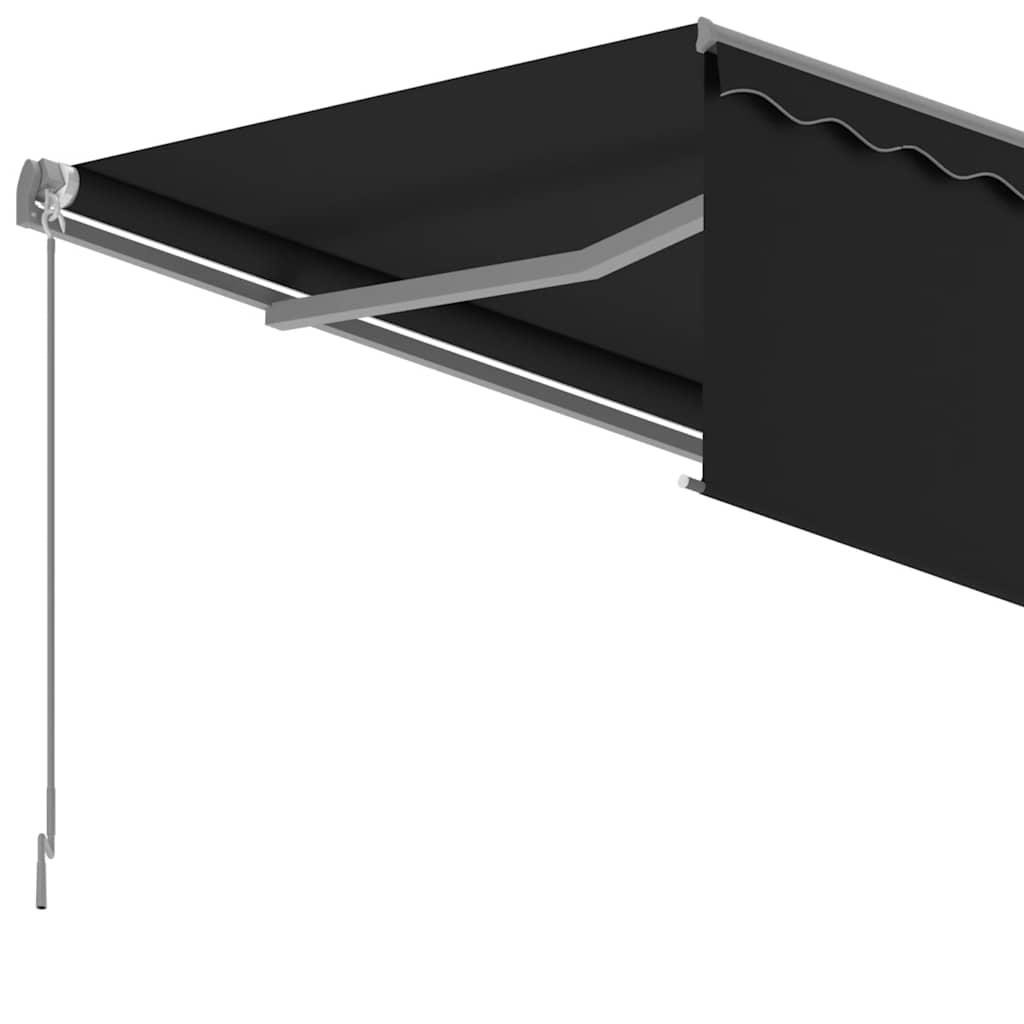 Markise Automatisch Einziehbar mit Volant 5x3 m Anthrazit