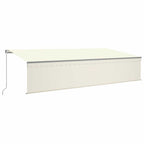 Markise Manuell Einziehbar mit Rollo & LED 6x3 m Creme
