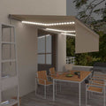 Markise Manuell Einziehbar mit Rollo & LED 6x3 m Creme