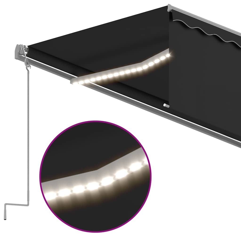 Markise Automatisch mit Rollo LED Windsensor 6x3m Anthrazit