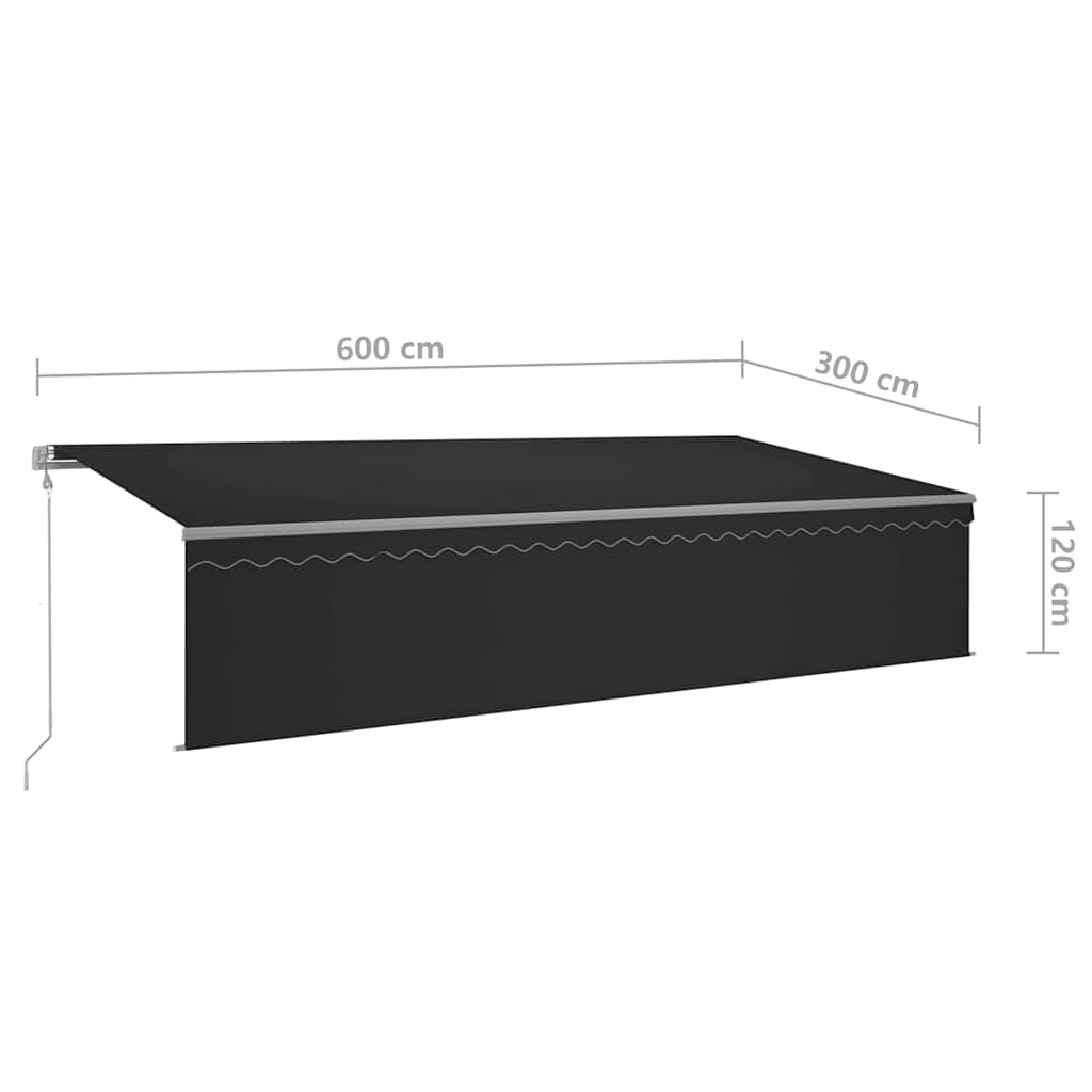 Markise Automatisch mit Rollo LED Windsensor 6x3m Anthrazit