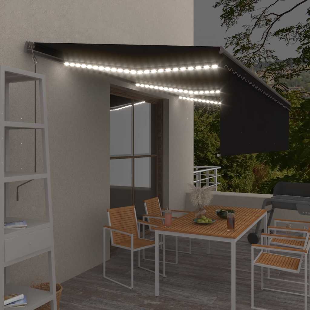 Markise Automatisch mit Rollo LED Windsensor 6x3m Anthrazit