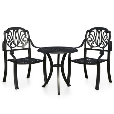 3-tlg. Bistro-Set Aluminiumguss Schwarz