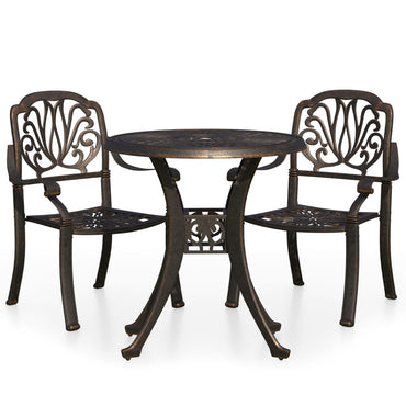 3-tlg. Bistro-Set Aluminiumguss Bronzen