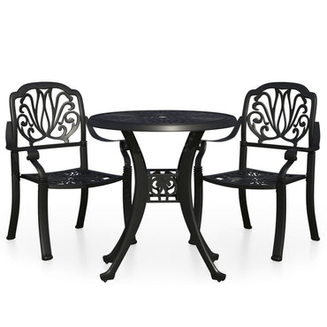 3-tlg. Bistro-Set Aluminiumguss Schwarz