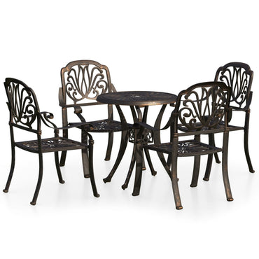 5-tlg. Bistro-Set Aluminiumguss Bronzen