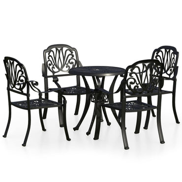 5-tlg. Bistro-Set Aluminiumguss Schwarz