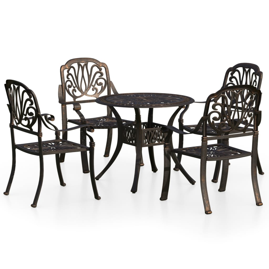 5-tlg. Bistro-Set Aluminiumguss Bronzen