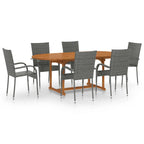 7-tlg. Garten-Essgruppe Poly Rattan Grau