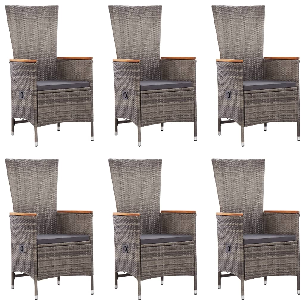 7-tlg. Garten-Essgruppe Poly Rattan Grau