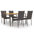 5-tlg. Garten-Essgruppe Poly Rattan Braun