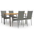 5-tlg. Garten-Essgruppe Poly Rattan Grau