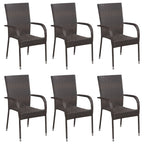 7-tlg. Garten-Essgruppe Poly Rattan Braun