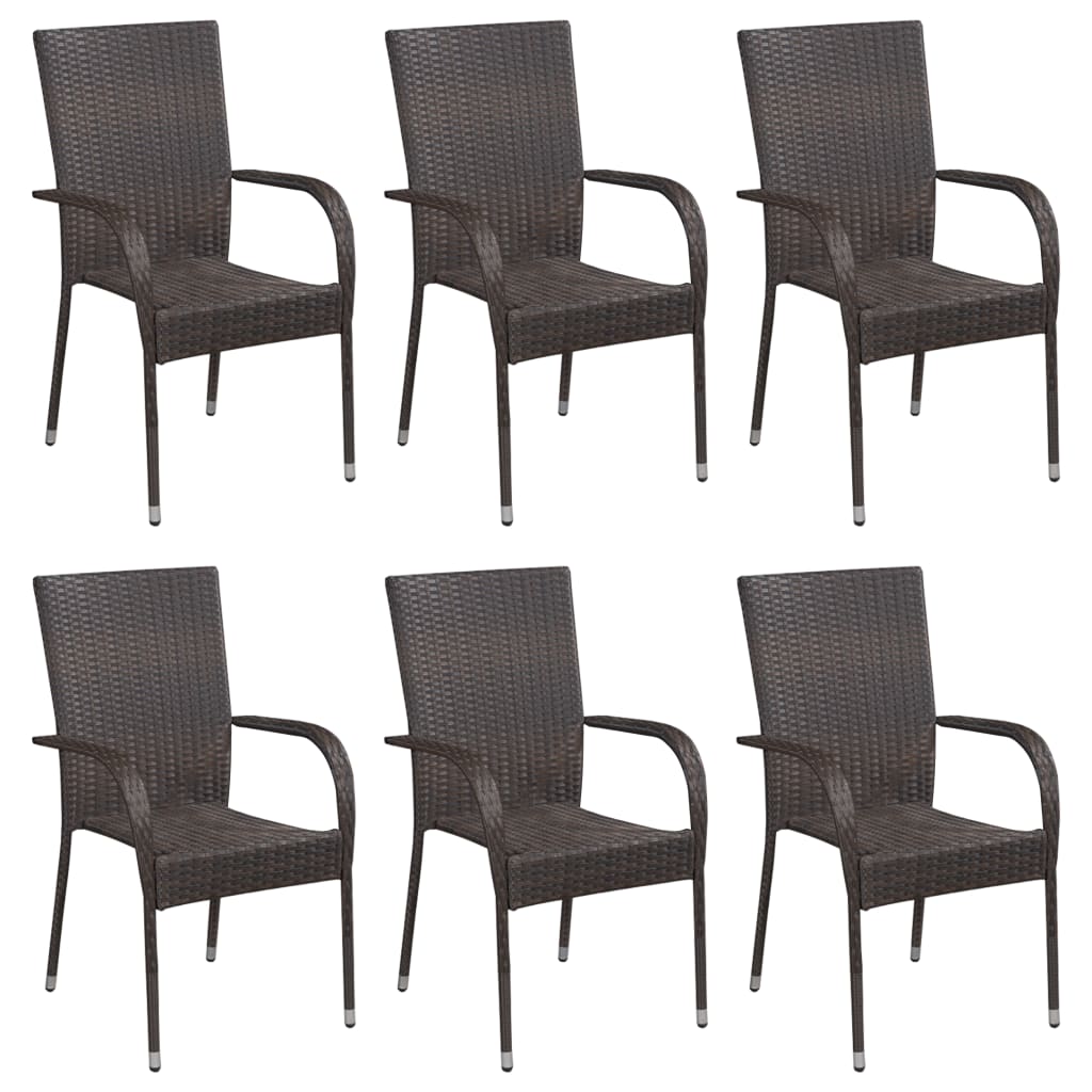 7-tlg. Garten-Essgruppe Poly Rattan Braun