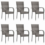 7-tlg. Garten-Essgruppe Poly Rattan Grau