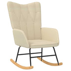 Schaukelsessel mit Hocker Creme Stoff