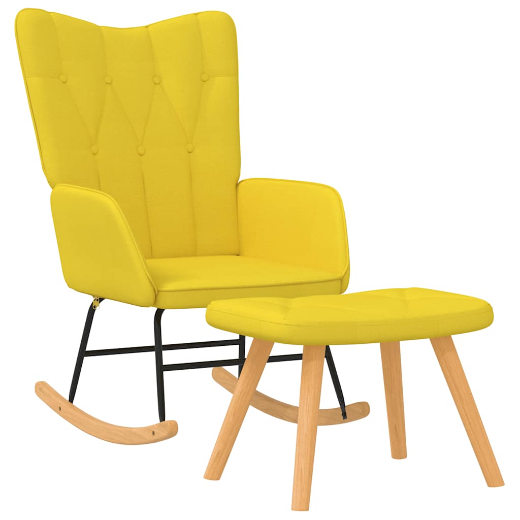 Schaukelsessel mit Hocker Senfgelb Stoff