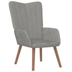 Relaxsessel mit Hocker Hellgrau Samt