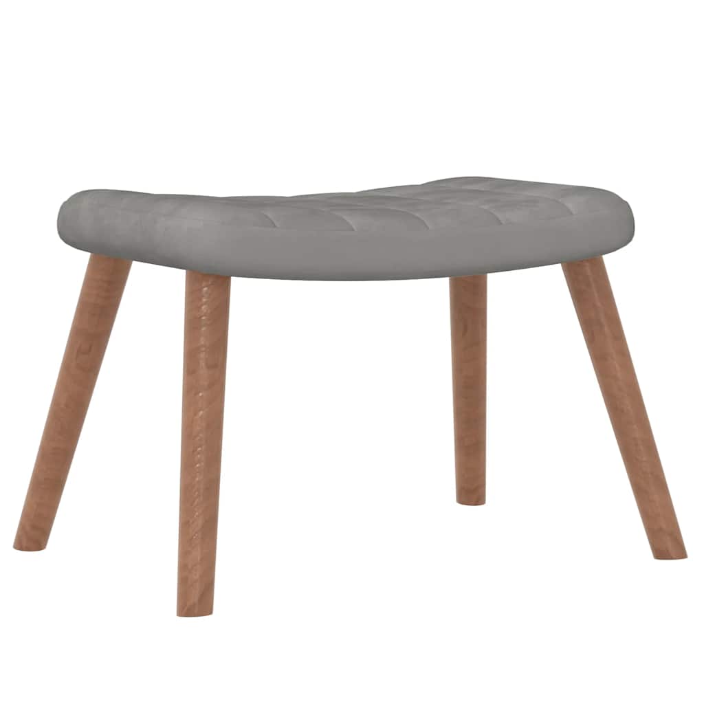 Relaxsessel mit Hocker Hellgrau Samt