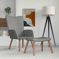 Relaxsessel mit Hocker Hellgrau Samt