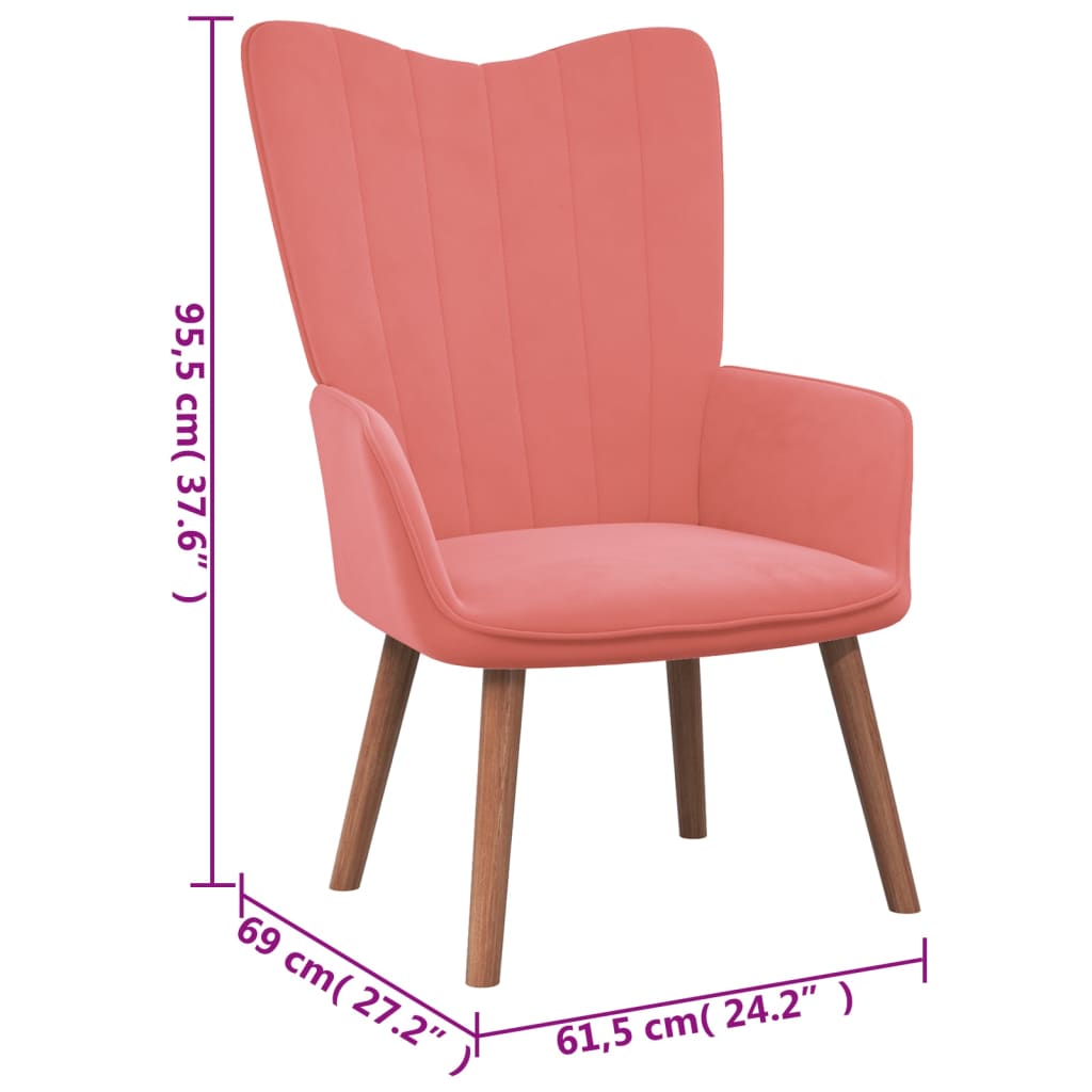 Relaxsessel mit Hocker Rosa Samt