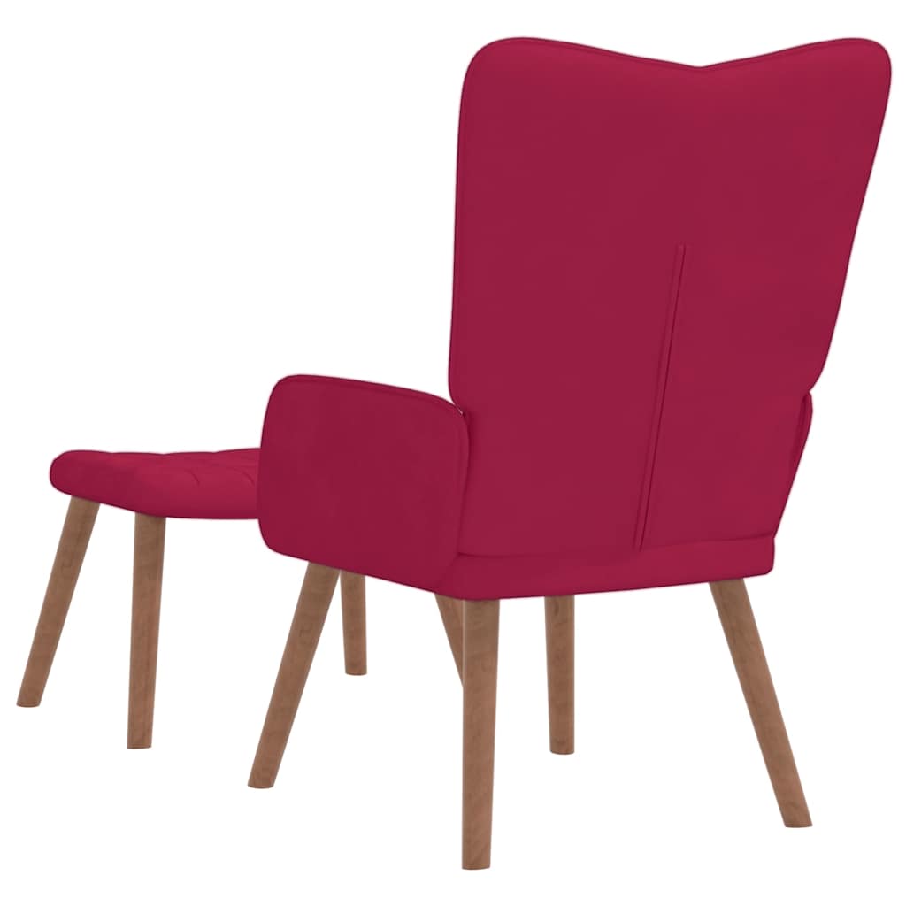 Relaxsessel mit Hocker Weinrot Samt