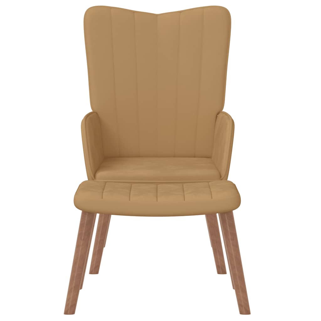 Relaxsessel mit Hocker Braun Samt