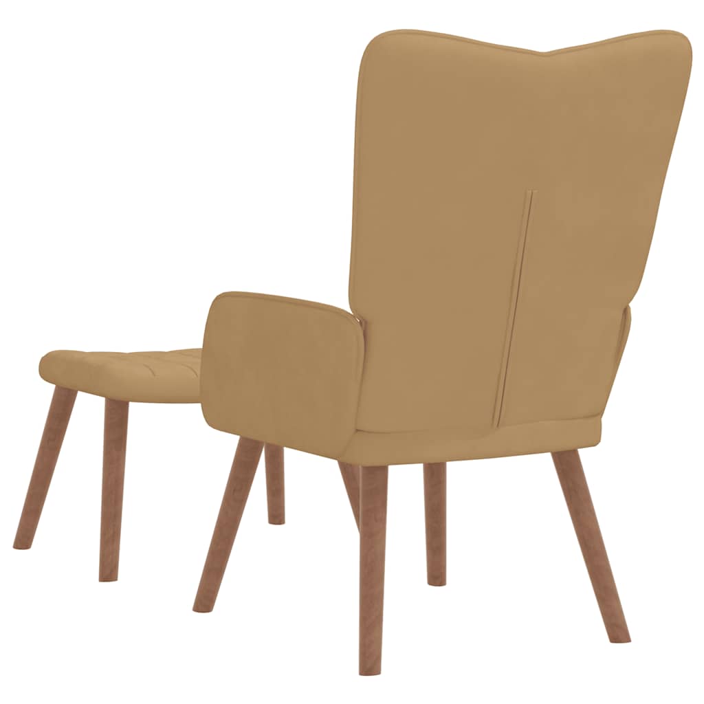 Relaxsessel mit Hocker Braun Samt