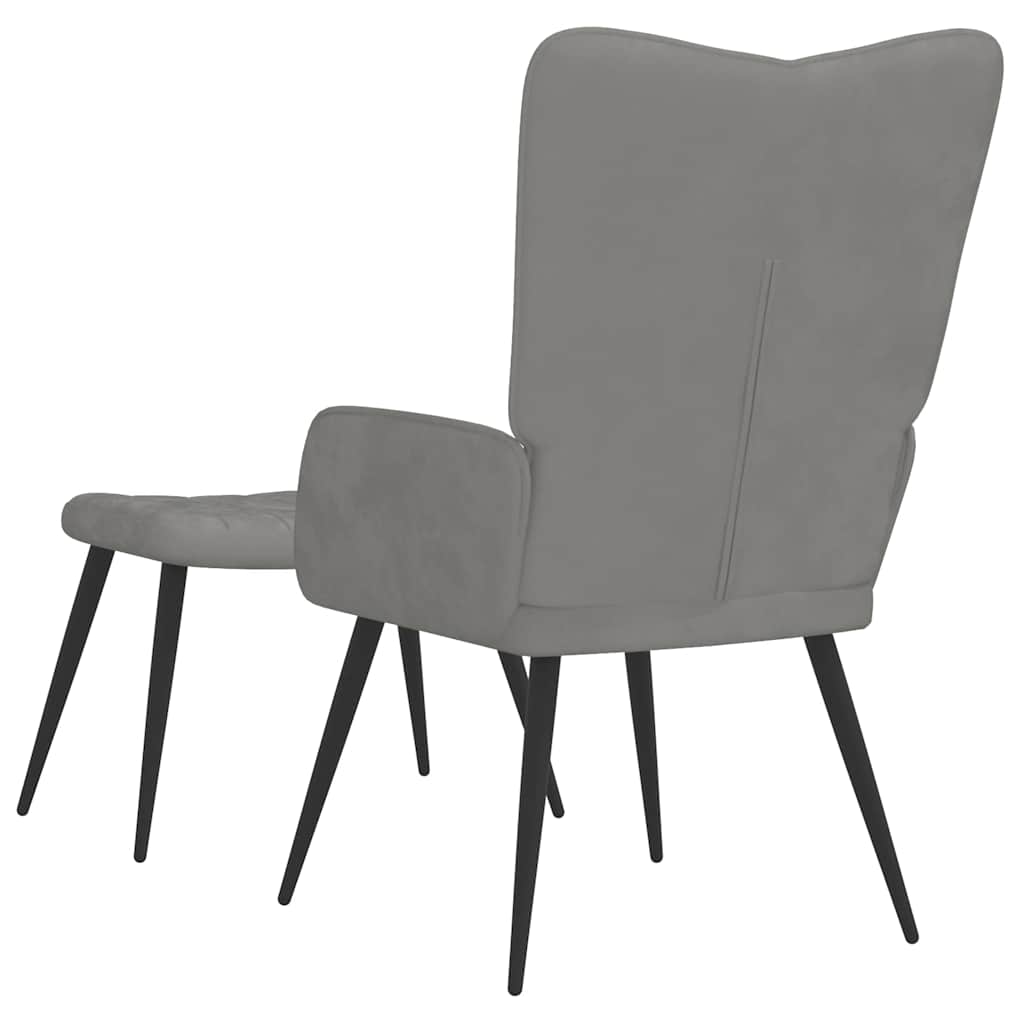 Relaxsessel mit Hocker Hellgrau Samt