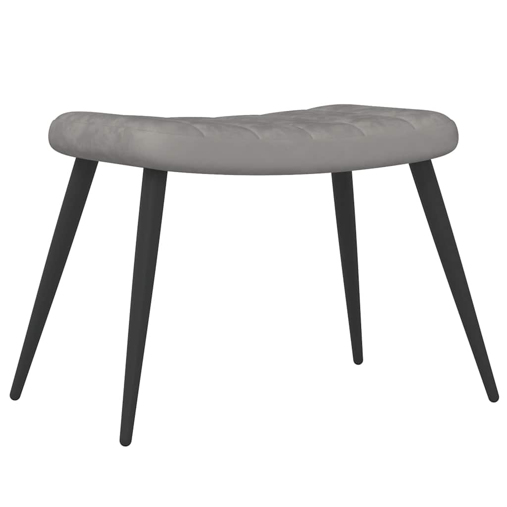 Relaxsessel mit Hocker Hellgrau Samt
