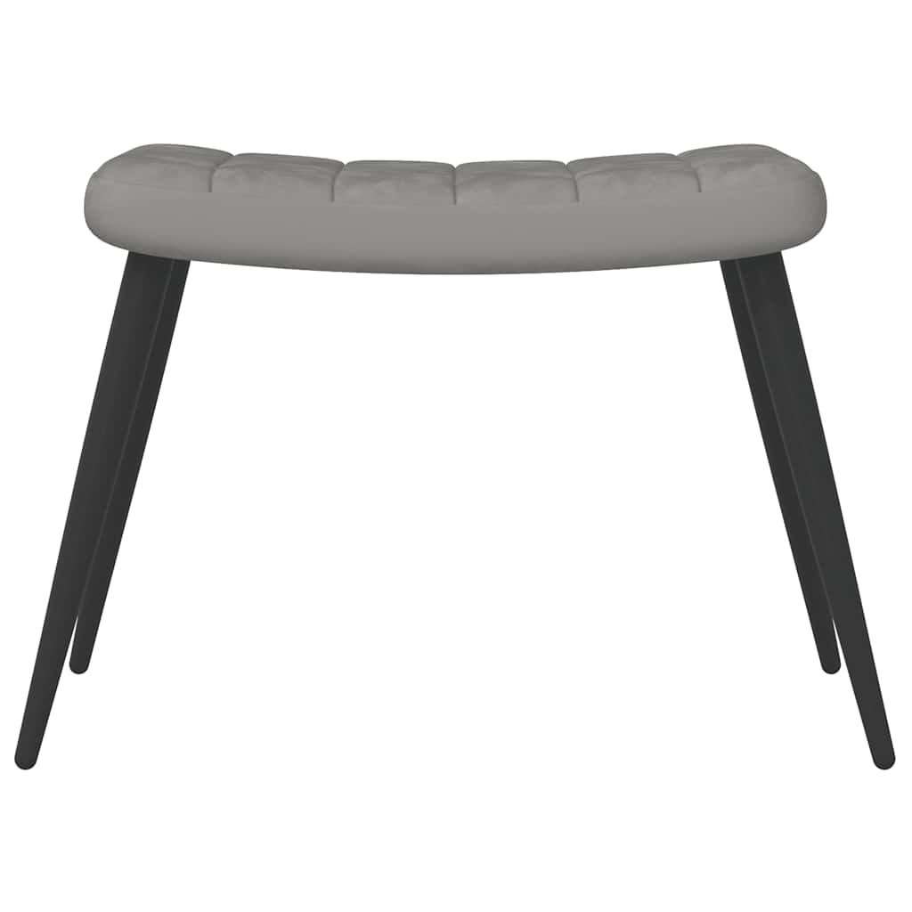 Relaxsessel mit Hocker Hellgrau Samt