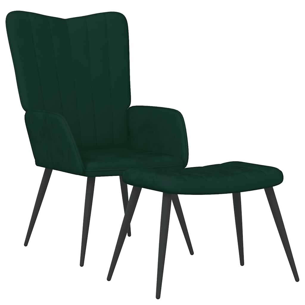 Relaxsessel mit Hocker Dunkelgrün Samt