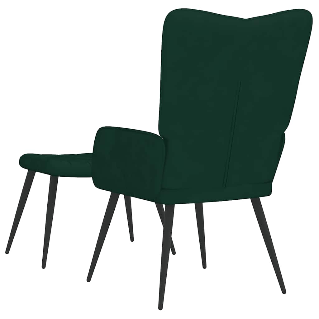 Relaxsessel mit Hocker Dunkelgrün Samt