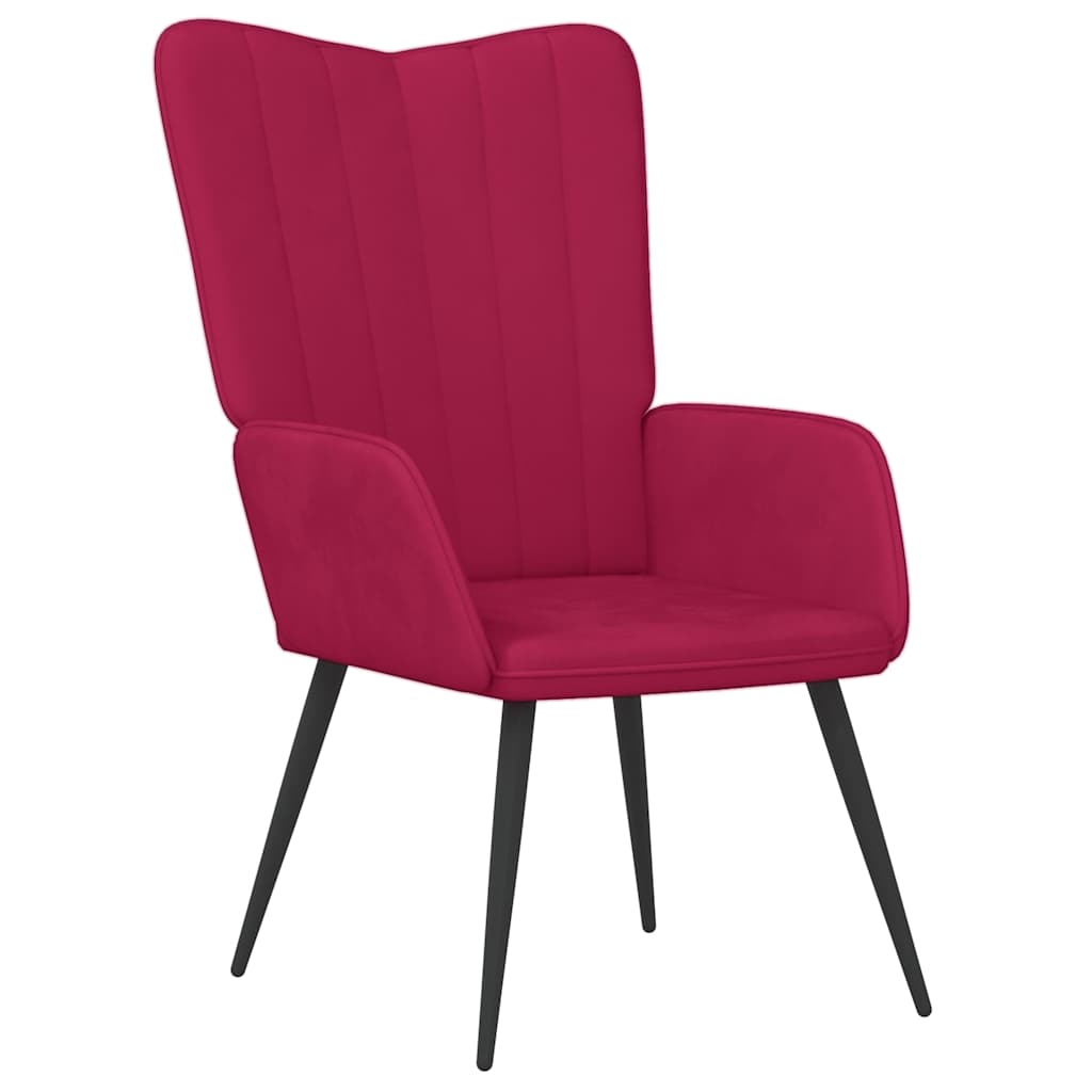 Relaxsessel mit Hocker Weinrot Samt