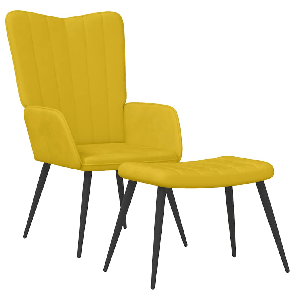 Relaxsessel mit Hocker Senfgelb Samt