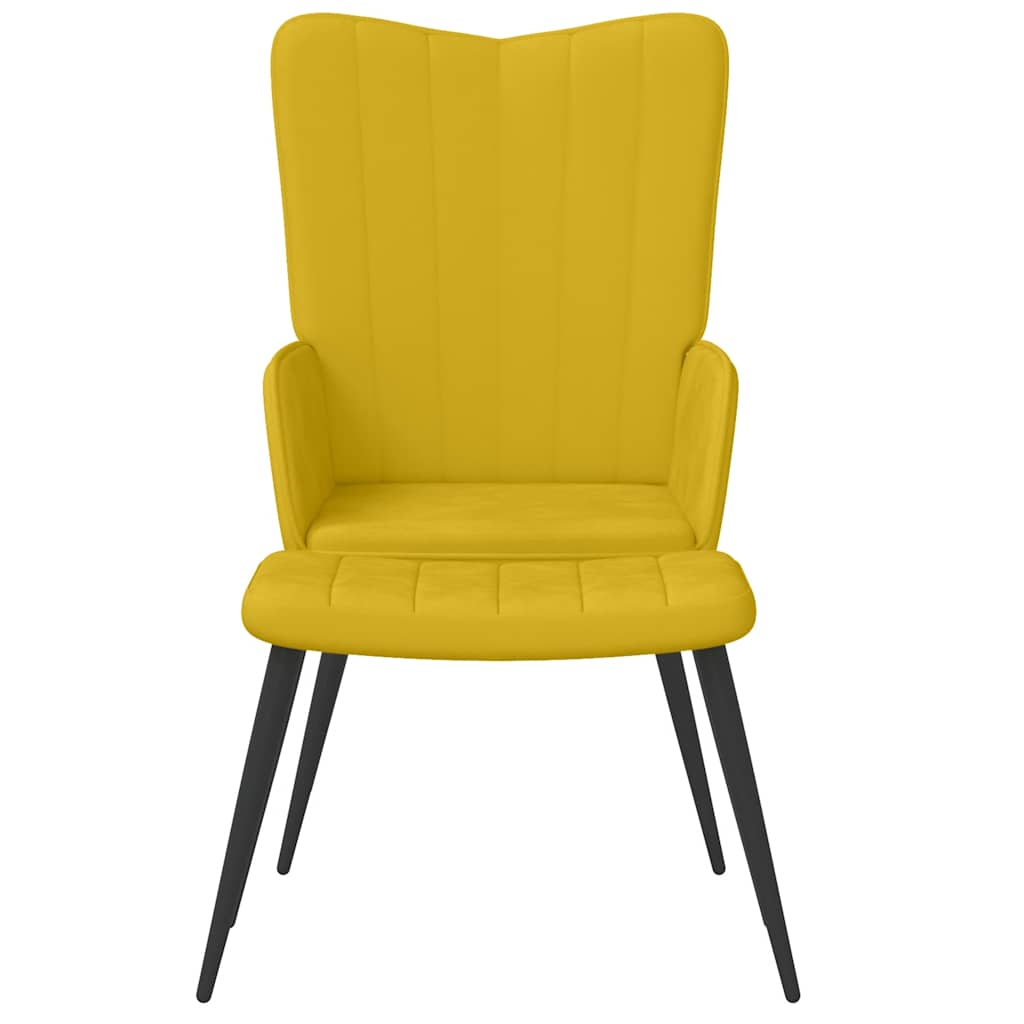 Relaxsessel mit Hocker Senfgelb Samt
