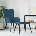 Relaxsessel mit Hocker Blau Samt