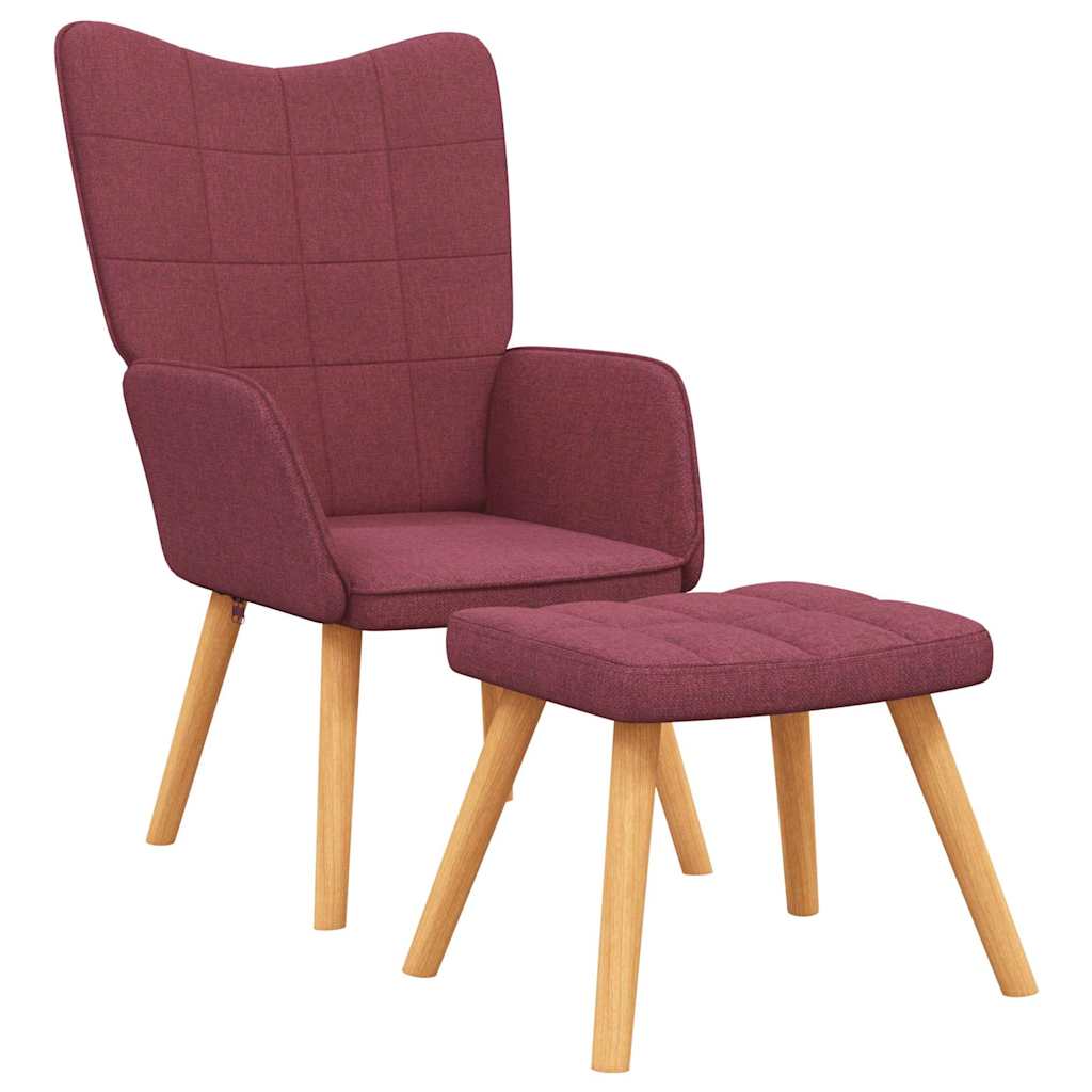 Relaxsessel mit Hocker Weinrot Stoff
