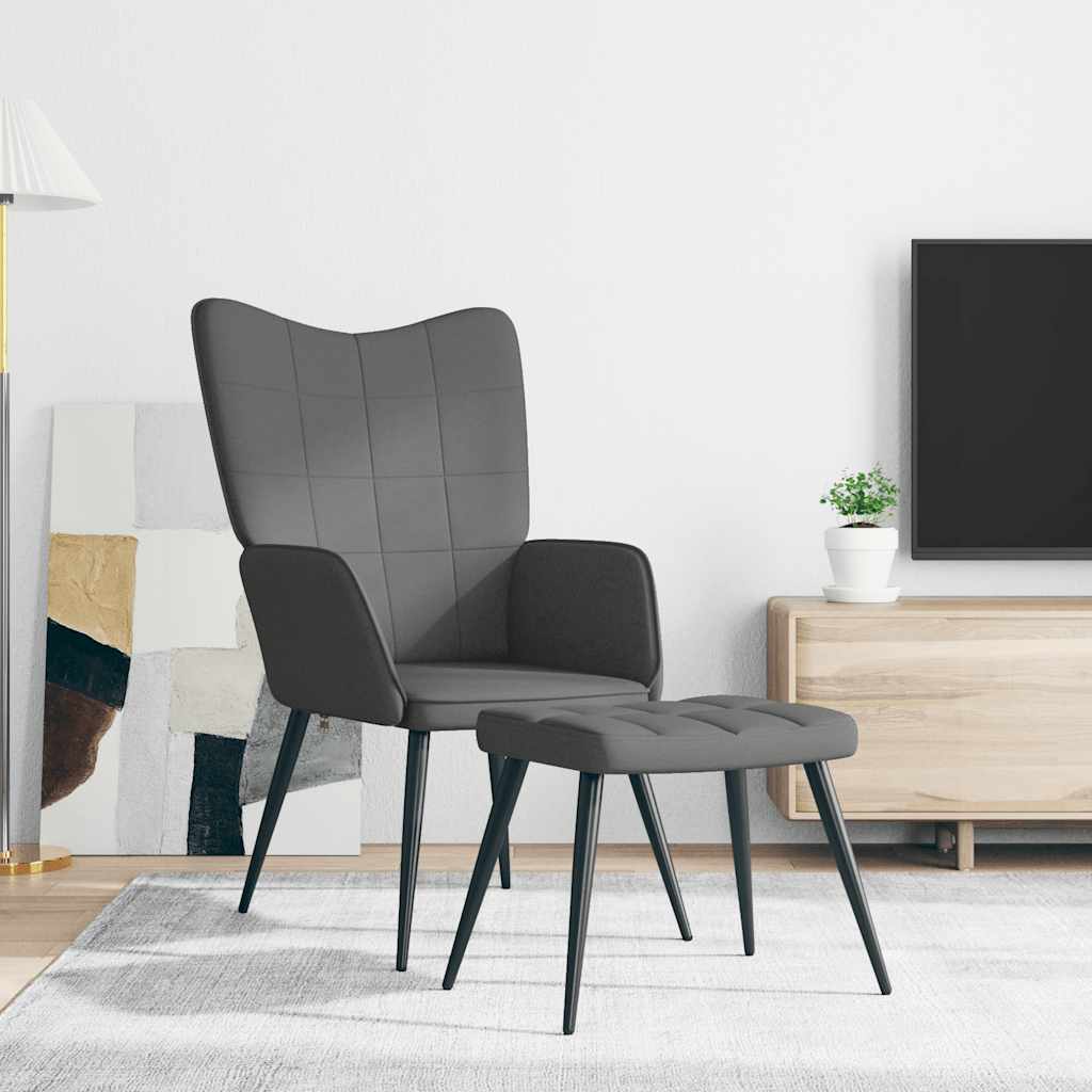 Relaxsessel mit Hocker Dunkelgrau Stoff