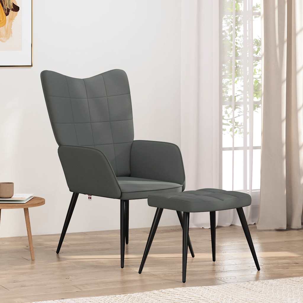 Relaxsessel mit Hocker Dunkelgrau Stoff