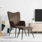 Relaxsessel mit Hocker Braun Stoff