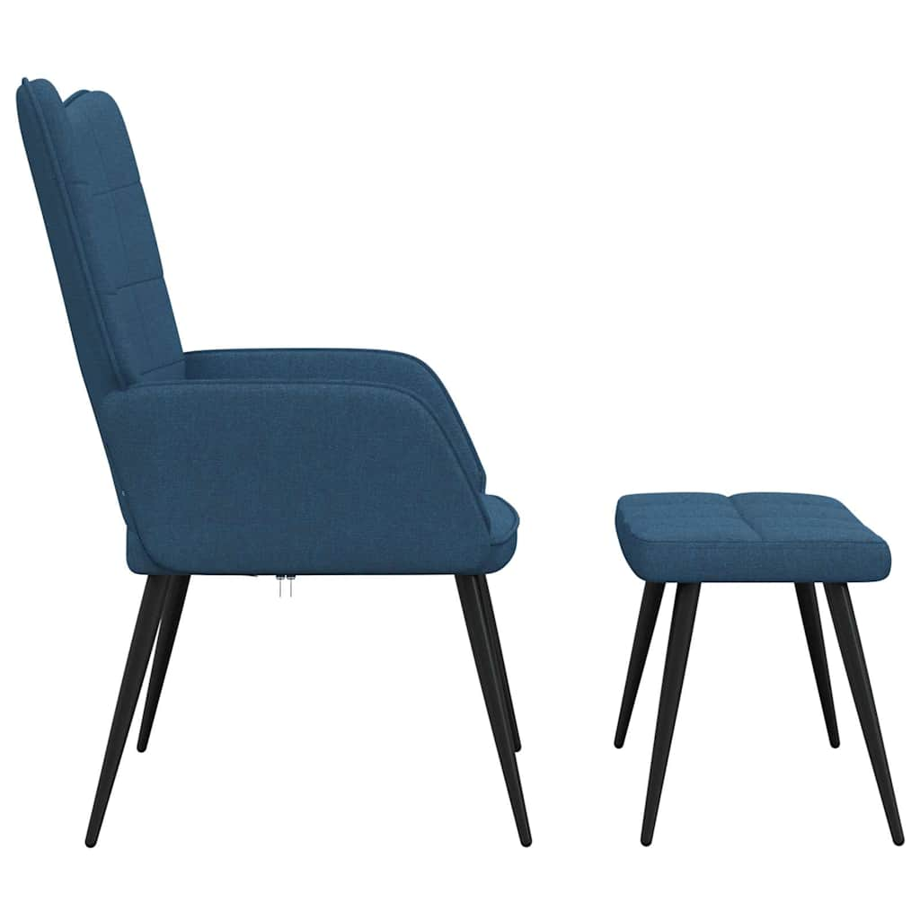 Relaxsessel mit Hocker Blau Stoff