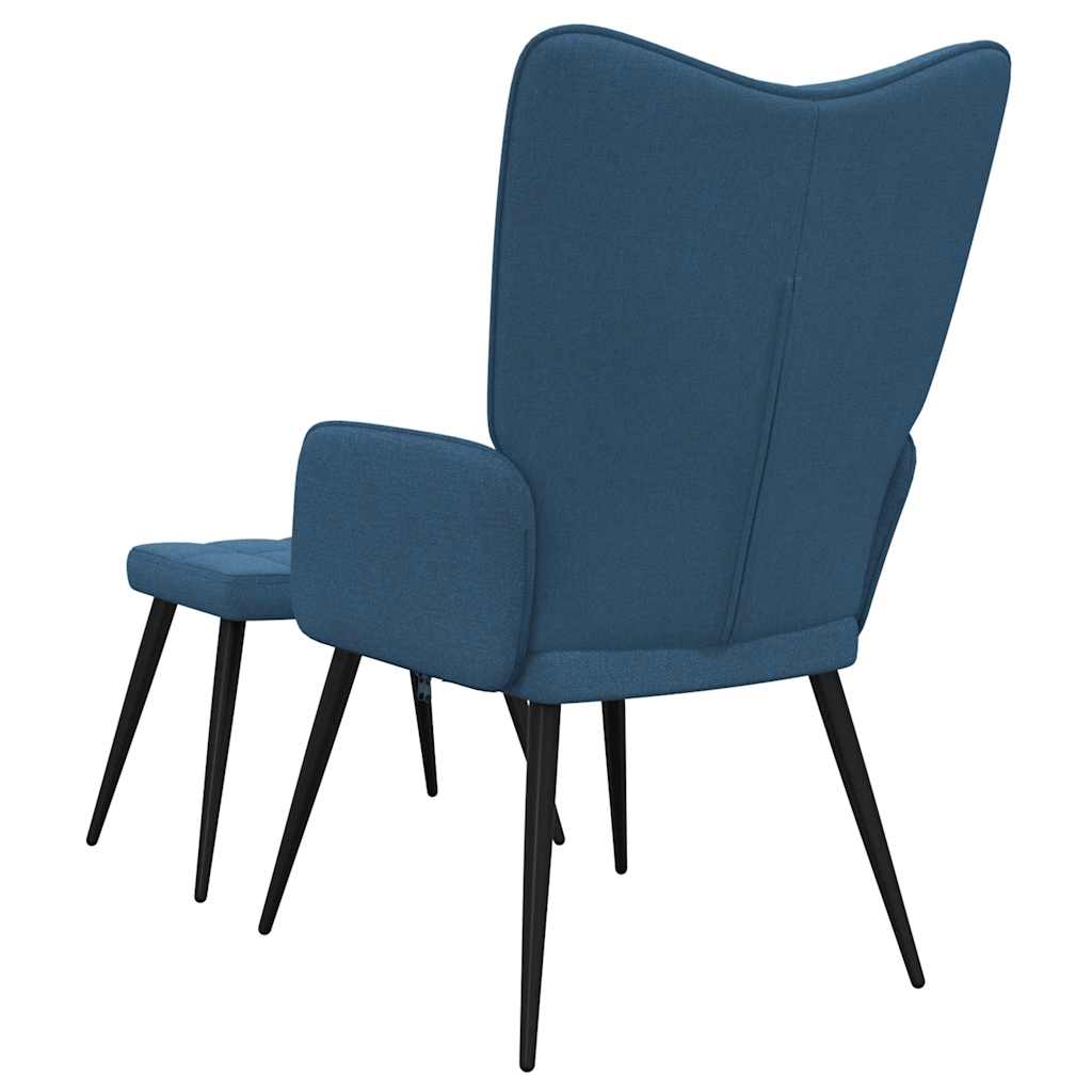 Relaxsessel mit Hocker Blau Stoff