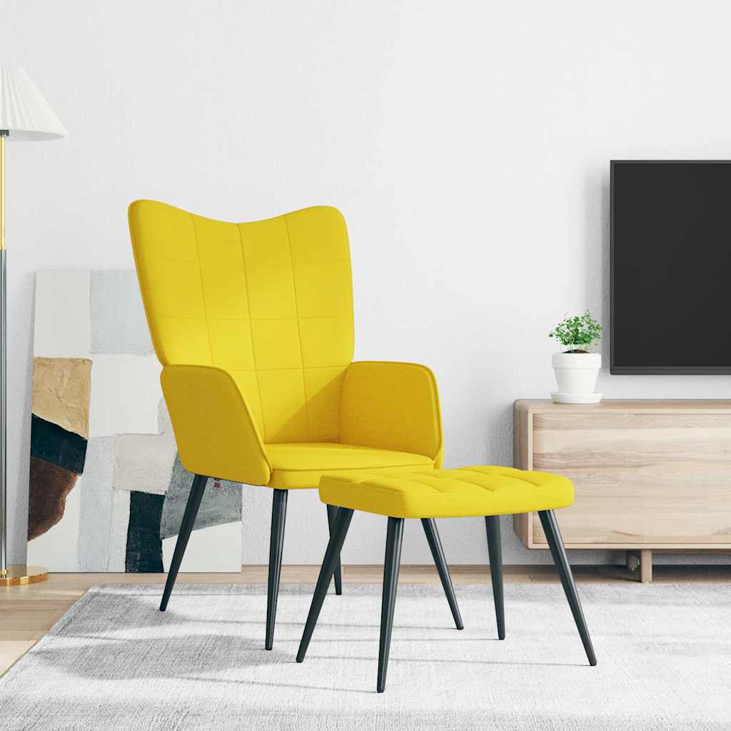 Relaxsessel mit Hocker Senfgelb Stoff