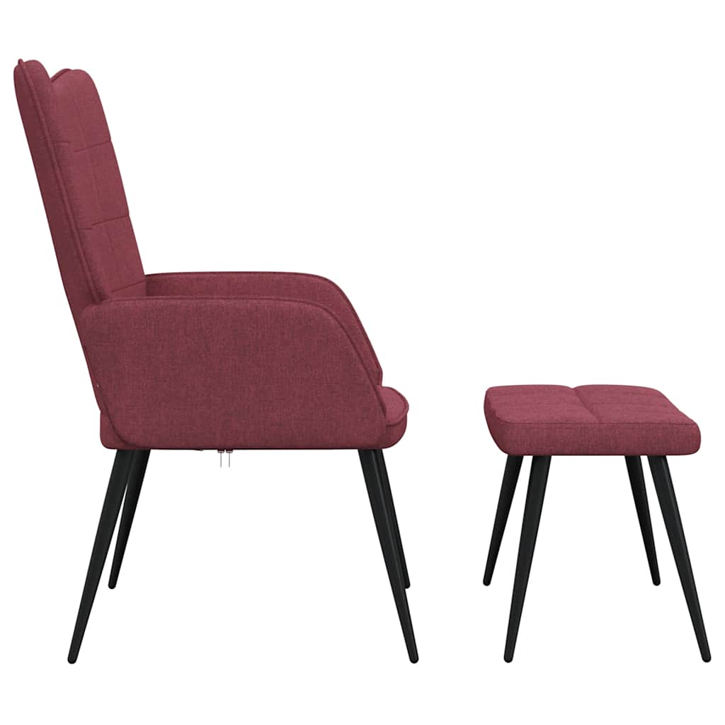 Relaxsessel mit Hocker Weinrot Stoff