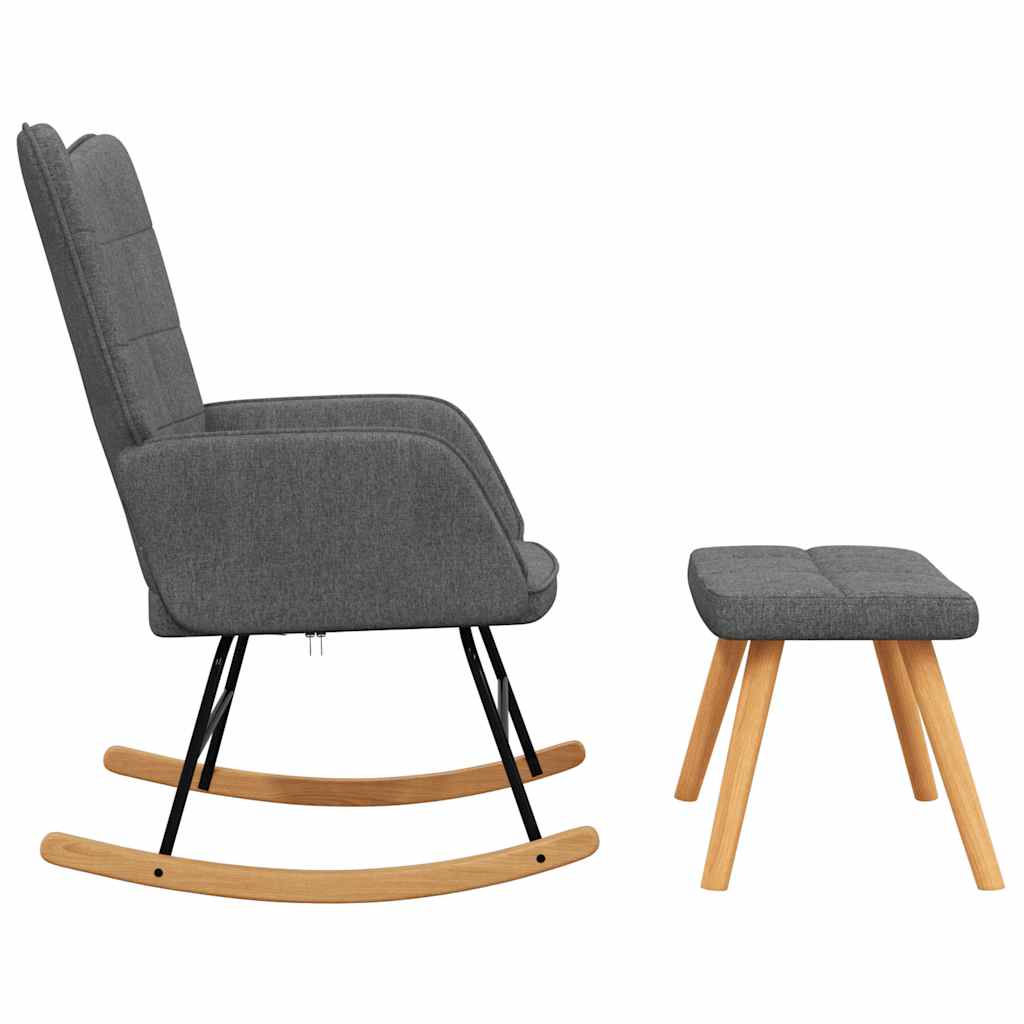 Schaukelsessel mit Hocker Dunkelgrau Stoff