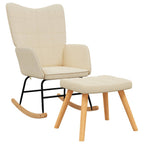 Schaukelsessel mit Hocker Creme Stoff